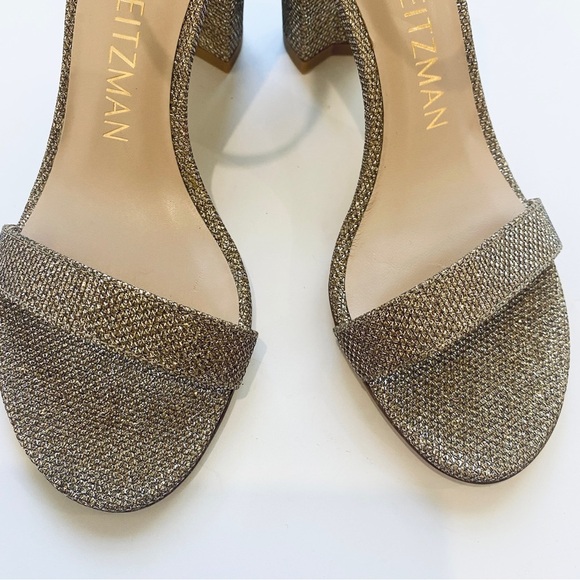 Stuart Weitzman Nudist Block 75 Gold Sandal - Picture 6 of 10